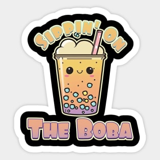 Sippin' On Boba Kawaii Boba Tea Graphic Sticker